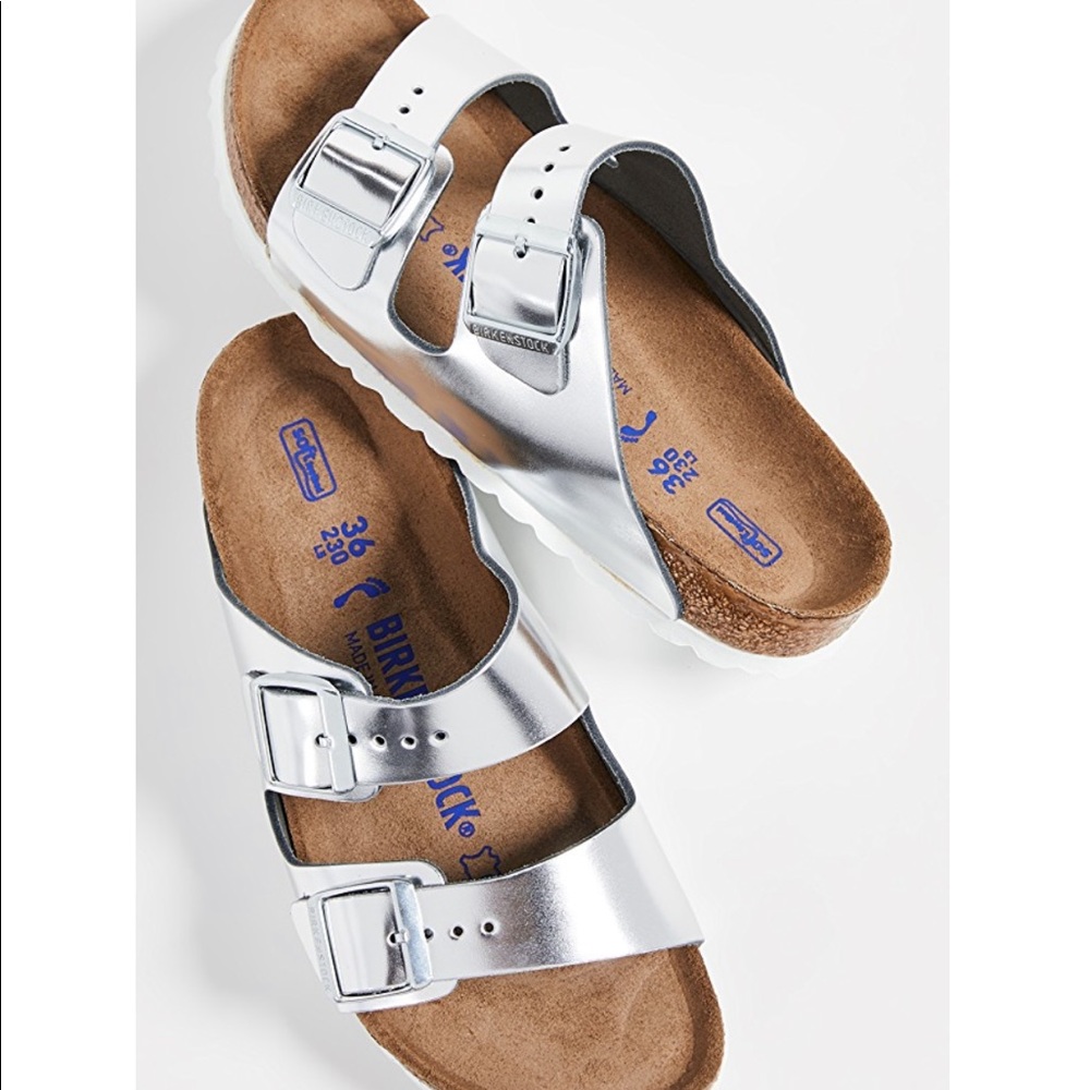 Silver Birkenstock sandals size 39